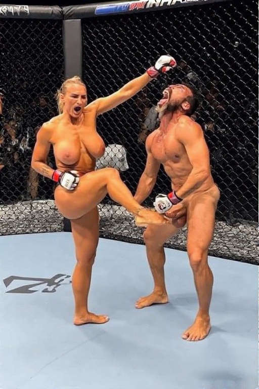 She beat him in a fight, then broke his balls